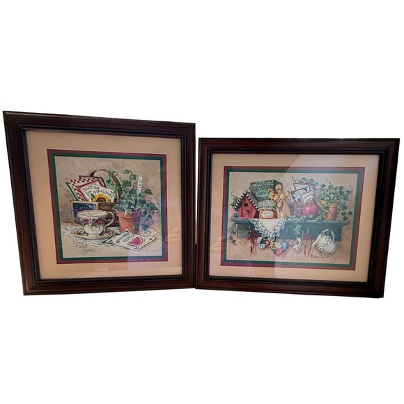 Home Interiors Barbara Mock 2 Framed Wall Floral Still Life Pair Picture Decor - Picture 1 of 14